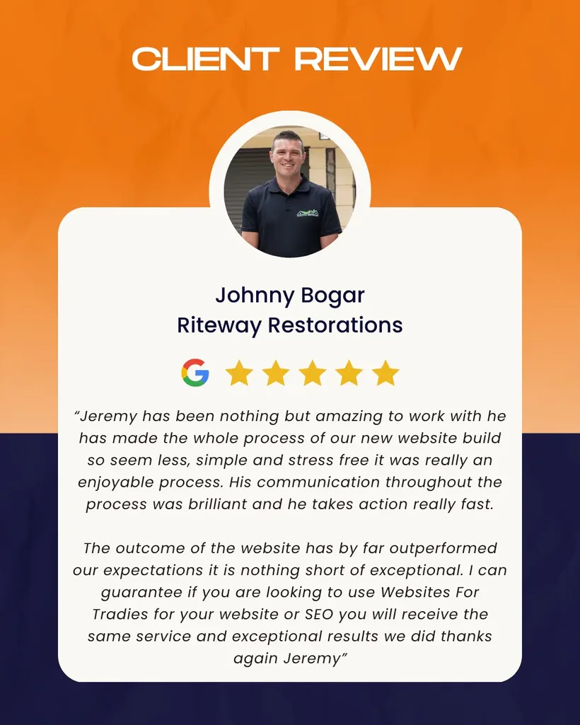 5-star client review from John Bogar, Riteway Restorations