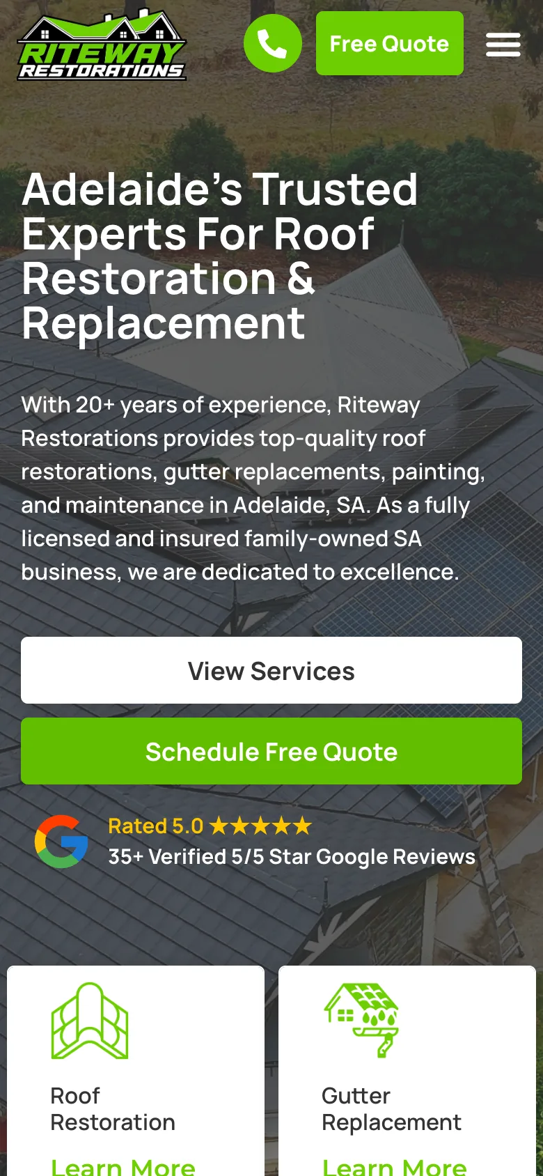 Riteway Restorations mobile website built by Websites For Tradies