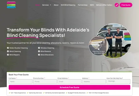Adelaide Blind Cleaning website