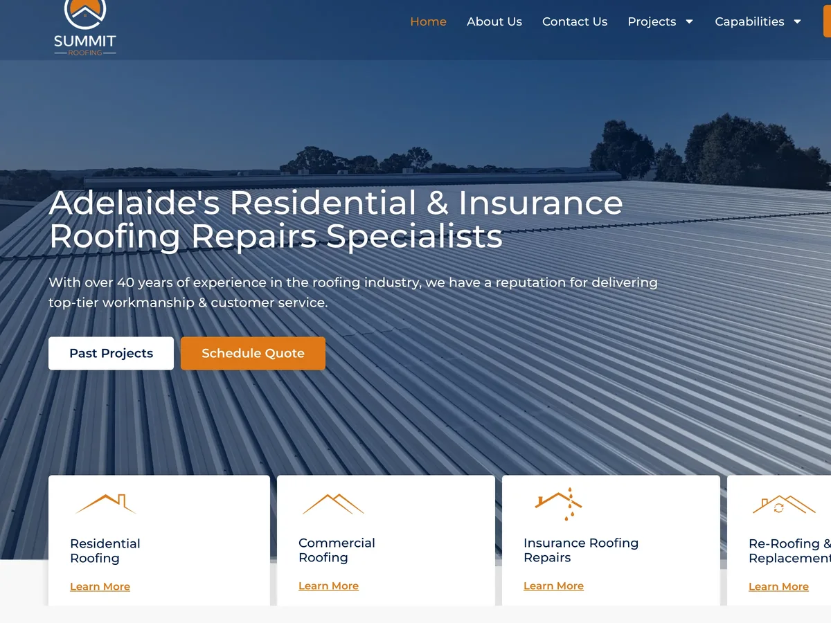 Summit Roofing SA - a roofer website we built